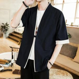 Jaquetas masculinas homens cardigan casaco retro meados de manga design jaqueta macia confortável tecido de poliéster acessórios masculinos