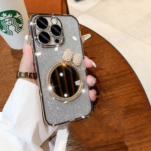 Cosmetic Makeup Mirror Glitter Girl Phone Case For iPhone 15 14 13 12 11 XR X XS 8 7 Plus Pro Max Fashion Phone Protective Case Cover