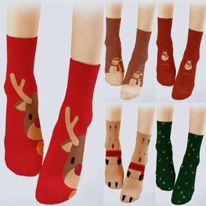 Женские носки с завязками на нижней части, 5 рождественских женских зимних хлопковых носков с принтом, толстые пары для бега