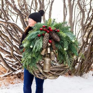 Decorazioni natalizie Nuovo albero di Natale coni campane chiavi inglesi stipiti rurali arazzi decorazioni giardini simulati 231101