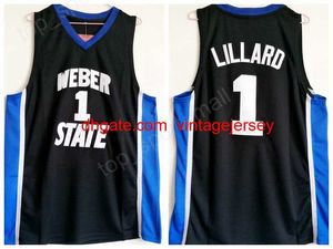 Weber State Damian Lillard Jersey 1 Black Color Men Basketball Lillard College Jerseys Breattable For Sport Fans High Qualit