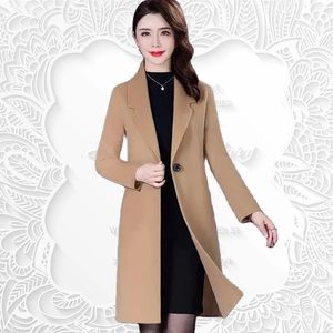 Kadın Yün Karışımlar Kadınlar Sonbahar Kış Moda Düz Renk Uzunluğu Yüksek Kalite Giyim 231101