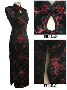 Abiti casual Nero-Rosso Abito tradizionale cinese Abito lungo in raso da donna Cheongsam Qipao Mujere Vestido Fiore Taglia S M L XL XXL XXXL J3035 230331