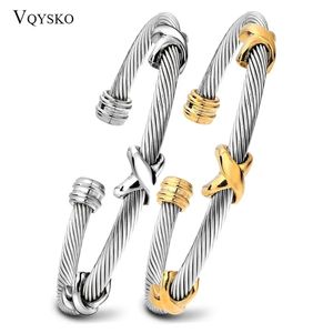 Bangle VQYSKO Moda Jóias 316L Pulseiras de Aço Inoxidável Pulseiras Para Mulheres Vendendo Acessórios de Festa Mulher Pulseira e 231101