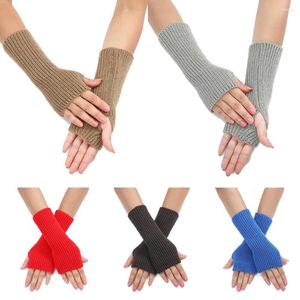 Knee Pads Winter Fingerless Gloves Knitted Sleeves Wristband Students Writting Mittens Wool Warmth Knitting Arm Warmer Punk Style