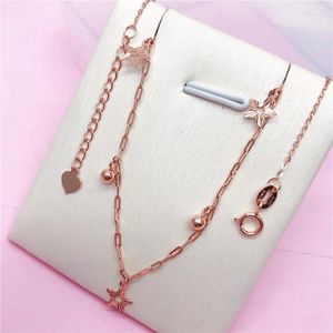 Anklets Russian 585 Purple Gold Product Female Star Feet Chain Plated med 14K Rose Jewelry for Girl Friend