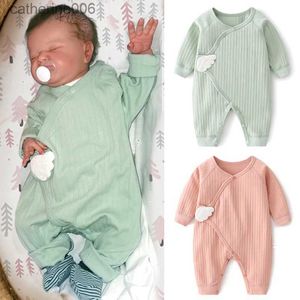 Jumpsuits Spring Autumn Newborn Baby Girl Boy Romper Cotton Soft Solid Soft Infant Jumpsuit with Wing Casual Clothes for Girls Boy 0-6ML231101