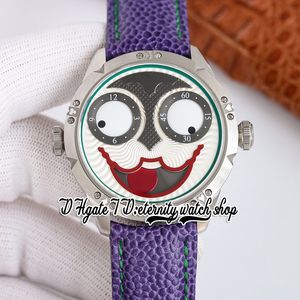 TWF V4S Japan NH35A Automatic Mens Watch Konstantin Chaykin Halloween Moon Phase Joker White Dial 316L Steel Case Purple Leather Band Super Edition eternity Watches