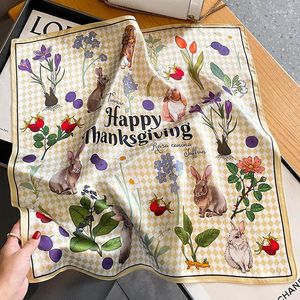 Schals Seidenschal Unisex Mann Frauen Mode glückliche Thanksgiving Blume Kerchief Halshaarband 53 53 cm