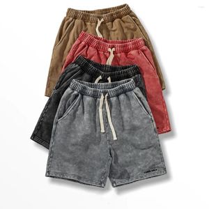 Herr shorts tungvikt stickad avslappnad sport korta byxor tjock fleece svett