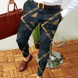 Men's Pants Men Slim Fit Print Zipper Button Trousers Suit Male Casual Fashion Long Purple HMen's Boun22