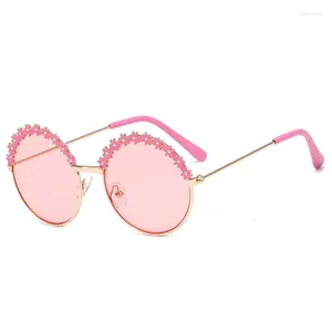 Sunglasses Metal Round Frame Dotted Paint With Eyebrows For Children's Street Pography Personality Eyes