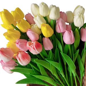 Mode Künstliche Blumen PU Tulpen Gefälschte Tulpe Blumenstrauß für Zuhause Braut Hochzeit Festival Dekor Blume