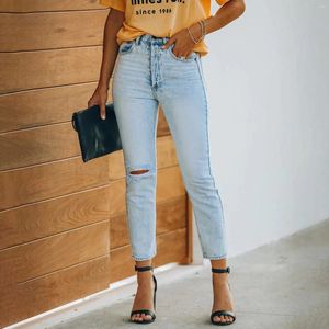 Damen-Jeans, zerrissene Straßenhose, Damen, schmal, ausgefranst, ausgefranst, dehnbar, Jeanshose, Taschen, leicht, Baggy, Streetwear