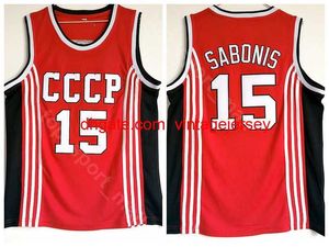 Homens 15 Arvydas sabonis jersey College Basketball CCCP Team camisas da Rússia para fãs de esporte todos costuram frete grátis