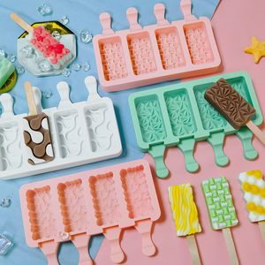 4 Cavity Diamond Large Ice Cream Tools Mold Multiple Styles Love Lattice Cat Paw Chocolate Pastry Ice Cube Mould