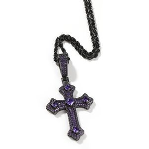 Iced Out Cross Pendant Halsband Silver Black Cross Pendants Fashion Mens Hip Hop Halsbandsmycken