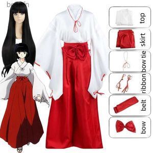 Trajes de anime Anime Inuyasha Kiky Kiky Cosplay Come Witch Japonês Kimono Performance Roupas Peruca com Tops Saia Uniforme Halloween PartyL231101