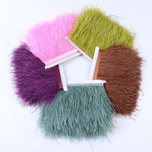 Wholesale Feather Ribbon 8-10CM Real Ostrich Feathers Trim Fringe Costume Party Clothing Decoration Plume Accessory