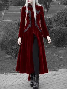 Misto lana da donna Giacche lunghe per donna Velluto Colletto alla coreana Cappotto con cerniera Capispalla Giacca Moda Elegante Rosso Multicolor Split Autunno 231031