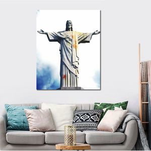 Canvas Poster Photo Picture Print Salvation Christ Statue Brazil Framed Painting for Dining Room Wall Decor