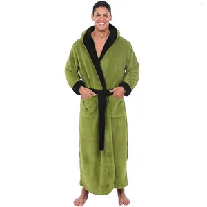 Homens sleepwear inverno h alongado xale roupão casa roupas com capuz de manga comprida casacos robe loungewear casaco