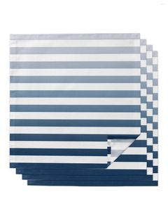 Столовая салфетка 4pcs Геометрические полосы синие градиент квадрат 50 см. Свадебное украшение ткани кухонная ужин с портом салфетки