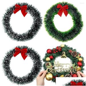 Decorative Flowers Wreaths Decorative Flowers 2/1Pcs Christmas Wreath Door Wall Hanging Ornaments For Diy Xmas Tree Garlands Vines P Dhwgb