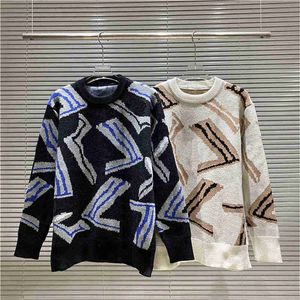 Mens Sweaters Wool With Letters Pattern Colorful Round Neck Sweatshirts Knits Long Sleeevs Unisex Outwears Warm Sweater