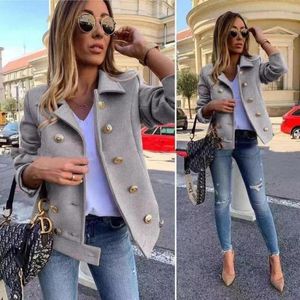 Women's Jackets Retro Double-breasted Wool British Street Blended Jacket Warm Winter Casual Coat Crop Fashion Clothing
