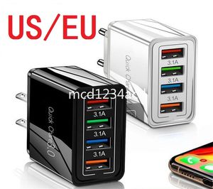 3.1a 4 USBポートEU USウォールチャージャーポータブル電源アダプター用iPhone 14 15 Samsung Xiaomi Huawei Chargers M1