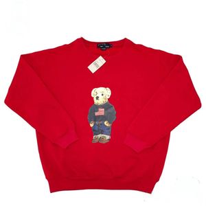 Felpa da uomo rossa 2023 Nuovo pullover di lusso con codice QR Maglione Giacca da uomo invernale in puro cotone Stampa Teddy Bear Stampa Manica lunga Casual Taglie forti Moda s-2XL