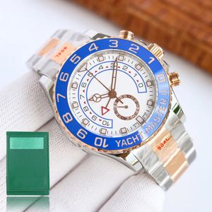 Mens Yachtmaster Watches Two Tone Gold rostfritt stål Herr Automatisk mekanisk klocka Big Dial Chronograph Montre Luxe