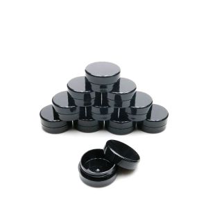 wholesale 3Gram Cosmetic Sample Empty Jar Plastic Round Pot Black Screw Cap Lid, Small Tiny 3g Bottle, for Make Up, Eye Shadow, Nails, Powder Paint