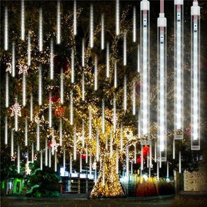 Strings Christmas Meteor Shower Light Outdoor 50CM 8 Tubes 288 LED Icicle Waterproof Hanging Falling Rain For Tree Decor