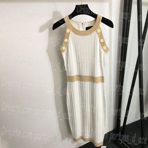 Women Knitted Vest Dress Skirt Contrast Color Sexy Sleeveless Dress Casual Slim Midi Dresse