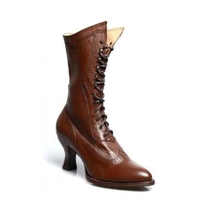 Klädskor brittisk stil punk kvinnor retro riddare boot medeltida pu läder fotled stövlar lady cosplay hög klackskor stövlar för kvinnor 231031