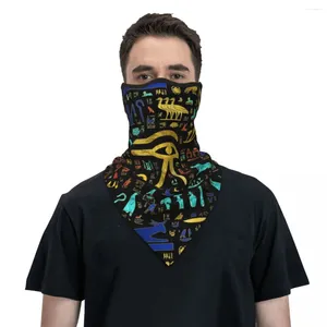 Bandanas colorido antigo egípcio hieroglífico padrão bandana pescoço gaiter para caminhadas ciclismo mulheres homens egito máscara facial envoltório cachecol