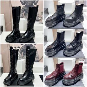 デザイナーシューズ女性カータープラットフォームLefu Boots豪華なSpazzolato Cowskin Leather High Bootsファッションマーティンブーツサイズ35-41