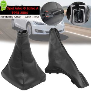 Ny bilparkeringshandbromsgrepp ärmskydd och växelknapp Knopp Gaiter Boot Cover PU Läder för Opel Astra G Zafira A 1998-2004