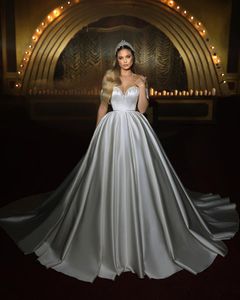 Lindo uma linha vestidos de casamento fora do ombro querida frisado applique plissados cetim drapeado tribunal trem boho praia vestidos de noiva vestidos de noiva feito sob encomenda