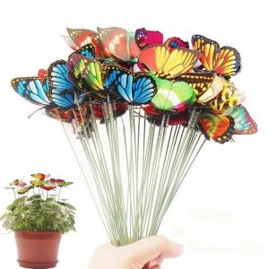 Butterflies Garden Yard Planter Garden Decorations Colorful Whimsical Butterfly Stakes Decoracion Outdoor Decor Flower Pots Decoration ZZ