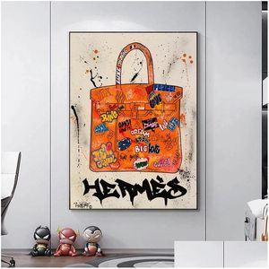 Resimler Modern iti çanta boyama minimalist dekor cuadros posterleri baskılar ev odası dekorasyon resimleri po baskı damlası dhp1f teslim