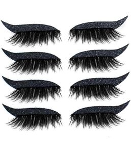 Ciglia finte 8 pezzi 4 paia Ciglia riutilizzabili Eyeliner e adesivi per ciglia Impermeabile facile da usare Strumento di rimozione7082163