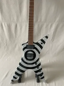 High-end anpassad Dimebag Signature Model Electric Guitar, Black/Silvery Grey Bullseye