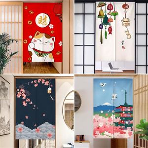 Tecido de algodão de poliéster da porta de cortina para a cozinha cortinas de vento cortinas paisagem cortina japonesa personalizável (sem hastes)