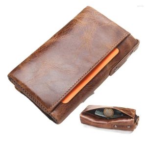 Portafogli YourSeason Moda Uomo Borsa in vera pelle Portachiavi Casual Breve Tri-fold Tinta unita Uomo Retro Vera pelle di vacchetta Piccolo lungo