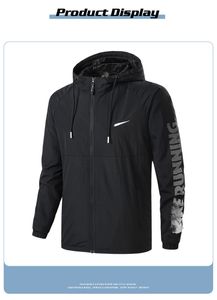 2024 primavera masculino tecido com capuz jaqueta à prova de vento casaco esportes correndo casual hoodies jaqueta casacos homem blusão