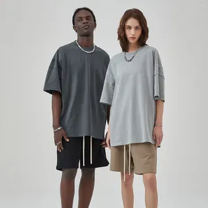 Men's T Shirts Summer Short Sleeve Unisex Oversized Retro Batik T-Shirt Cotton 275gsm Fabric High Quality Streetwear 4 Colors