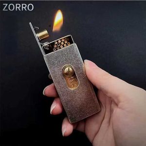 Lighters ZORRO New Matchbox Windproof Pure Copper Kerosene Lighter Creative Automatic Ejection Ignition Men's Gift